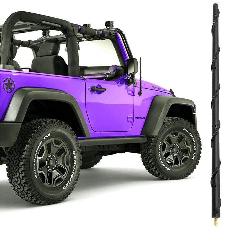 BASIKER 16 Inch Antenna for Jeep Wrangler Gladiator JK JT Rubicon Sahara Unlimited Sport 4xe Willys Mojave 2007-2025, Jeep Wrangler Antenna Replacement, Upgrade Car AM FM Jeep Accessories - Image 1